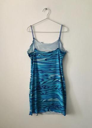 Платье на тонких бретельках аквамарин shein голубое синее бирюзовое платье разводы тай дай мрамор5 фото