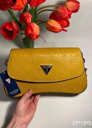 Жіноча сумка жовта з штучної шкіри туреччина, сумка в стилі guess сумка жовта золото турція через плече сумка в стиль guess гесс