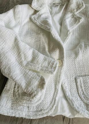 Пиджак жакет блейзер твидовый укороченный zara5 фото