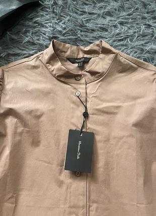 Massimo dutti стильная базовая хлопковая блузка рубашка с объемным рукавом нова с биркой в упаковке2 фото