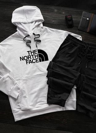 Спортивний костюм зе нот фейс the north face худі з капюшоном штани на манжетах комплект чорний білий сірий червоний чоловічий натуральний