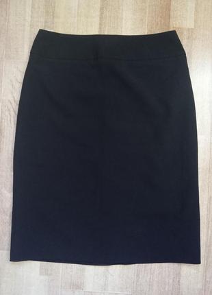 Базова чорна спідниця юбка чорная пряма олівець карандаш офісна приталена на високій посадці з вираженою талією розмір s m