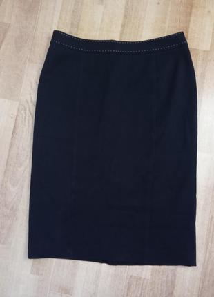 Юбка карандаш мыди короткая черная классическая юбка базовая карандаш на высокой посадке с выраженной талией1 фото