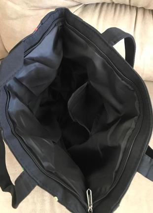 Черная большая сумка шоппер с машинной вышивкой в этно стиле с национальной вышивкой5 фото