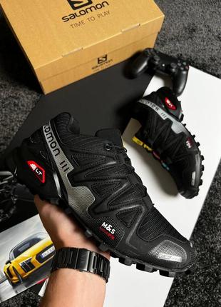 Мужские кроссовки salomon speedcross 3 black grey1 фото