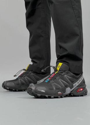 Мужские кроссовки salomon speedcross 3 black grey3 фото