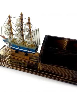 Парусник с подставкой под ручки и визитки (25,5х8х13,5 см)b