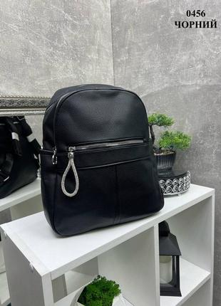 Черный женский рюкзак на два отделения1 фото