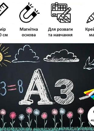 Меловая доска с маркером на магнитной основе а3 30х40 см