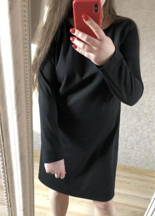 Базовое чёрное прямое платье с длинным рукавом 50-52 р1 фото