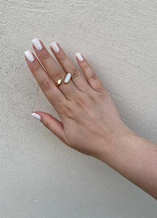 Кільце колечко кольцо каблучка перстень емаль перламутр золотисте нове5 фото