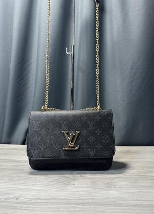 Сумка черная женская в стиле louis vuitton клатч сумка луи витон на цепочке кросс-боди1 фото