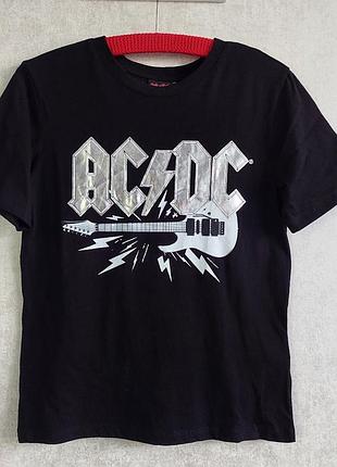 Стильная чёрная женская футболка acdc(размер 34-36)4 фото