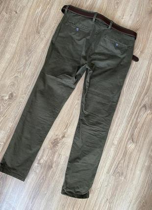 Брюки слим фит m&amp;s джинсы скошенные хаки