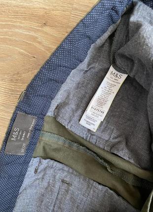 Брюки слим фит m&amp;s джинсы скошенные хаки