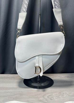 Сумка белая женская в стиле christian dior седло сумка маленькая кристиан диор кросс-боди2 фото