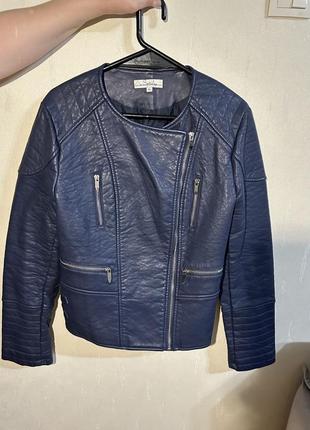 Куртка косуха кожаная куртка синяя утепленная л-хл1 фото
