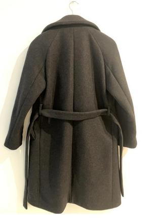 Классическое пальто-халат женское цвет графит3 фото