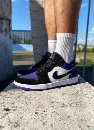 Чоловічі кросівки nike air jordan 1 low black white purple