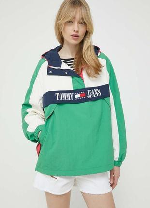 Куртка Tommy jeans женская цвет зеленый oversize