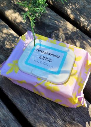 Серветки для зняття макіяжу
refreshments cleansing face wipes