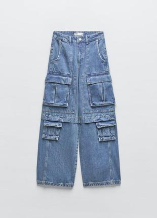 Джинсы-карго zw high-waist