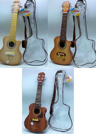 Гитара 6821b1-3-4 (24шт)49см, 4 струны, медиатор, 3 вида, в кор-ке, 50-19-5см