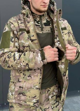 Куртка софтшелл мультикам осень флисовая теплая, куртка тактическая softshell multicam мультикам soft shell4 фото