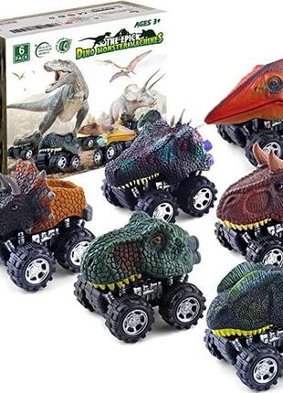 Машинка динозавр іграшковий набір dinobros dinosaur toy pull back cars 6 pack
