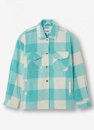 Рубашка в клетку, теплая рубашка женская, размер oversize, застежка на кнопки бренда jennyfer, размер xs-s3 фото