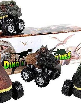 Машинка динозавр игрушечный набор dinobros dinosaur toy pull back cars 4 pack