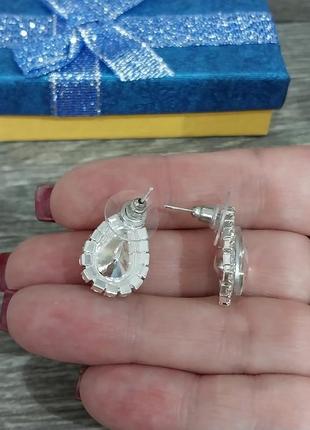 Яркая классика крупные женские серьги "алмазные капельки в серебре" - элегантный подарок девушке5 фото