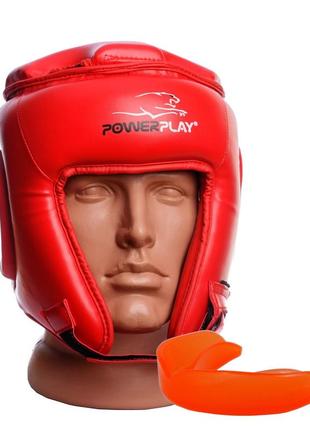 Боксерський шолом турнірний powerplay 3045 червоний xl (капа в подарунок)