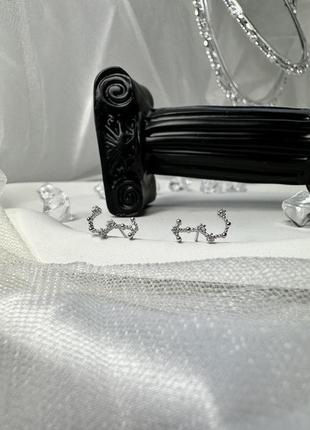 Сережки-гвоздики срібні знак зодіаку скорпіон, сережки з сузір'ями, срібло 925 проби