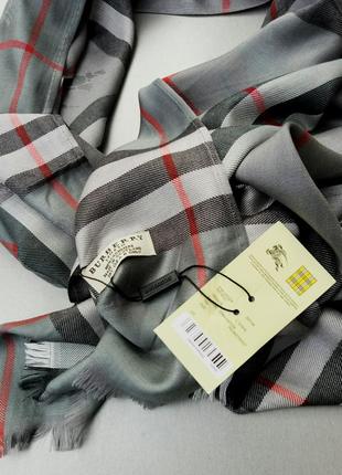 Шарф в стилі  burberry унісекс кашеміровий сіро зелений2 фото