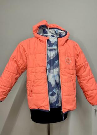 Куртка детская осень-зима 6/7/8 р двусторонняя синяя/оранжевая