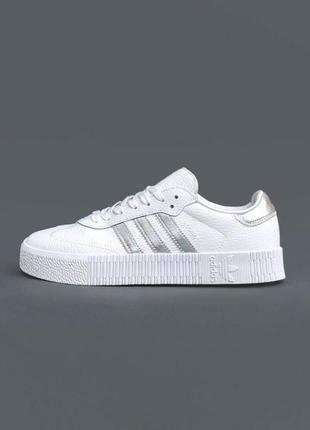 Жіночі кросівки білі adidas sambarose white silver4 фото