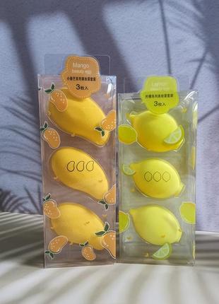 Спонж яйце для макіяжу набір 3 шт у коробочках лимон4 фото