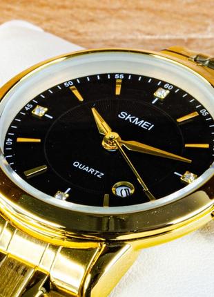 Женские классические наручные стрелочные часы с металлическим браслетом skmei 1819 gdbk