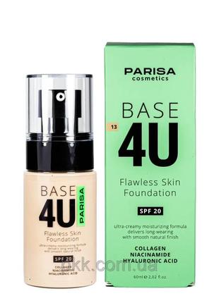 Тональный крем для лица parisa cosmetics base4u № 13 light beige  60ml