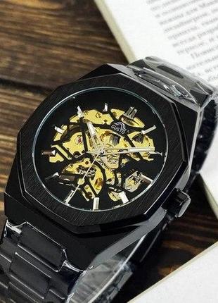 Часы наручные gusto skeleton black-gold6 фото