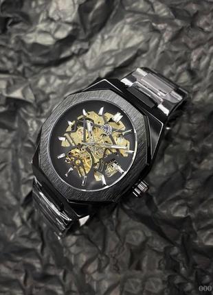 Часы наручные gusto skeleton black-gold2 фото