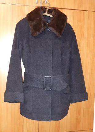 Брендове пальто rene lezard оригінал шерсть, кашемір ангора хутро норка1 фото