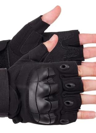 Тактичні рукавички без пальців/ чоловічі військові рукавички без пальців чорні xl3 фото