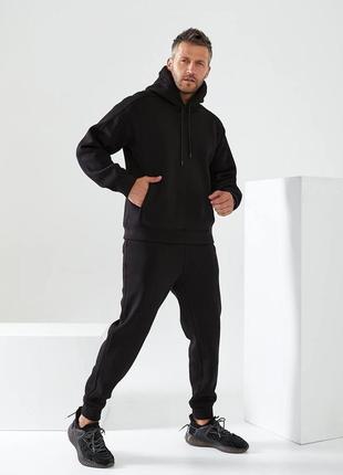 Мужской спортивный костюм худи с капюшоном кармана + штаны внизу зауженные пояс на резинке кармана