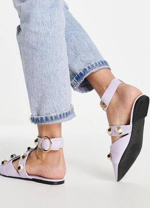 Босоножки на низком ходу asos design lorina studded ballet flats in lilac 38-38,5 размер4 фото