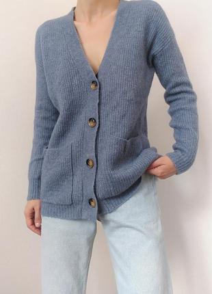 Шерстяной кардиган альпака свитер шерсть джемпер пуловер реглан лонгслив кофта с пуговицами альпака