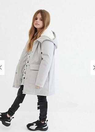 Парка подовжена куртка пальто шерпа хутро холодне демі reserved