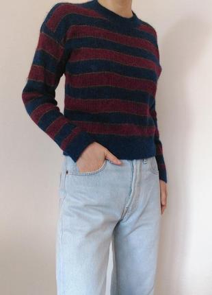 Шерстяной свитер полоска джемпер альпака tommy icons шерстяной джемпер пуловер реглан лонсглив свитер3 фото