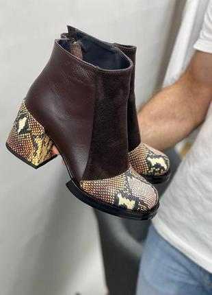 Коричневые ботильоны натуральная кожа и замша цвет на выбор